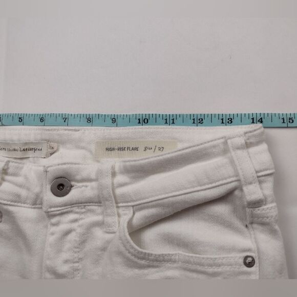 Pilcro and the Letterpress High Rise Flare White Jeans Denim Size 27 Fray Hem - Picture 12 of 13